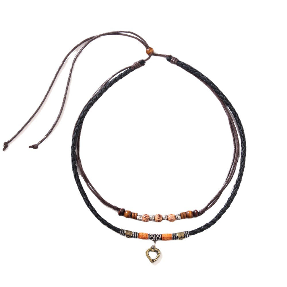 Wholesale Wooden Beads Love Metal Necklaces